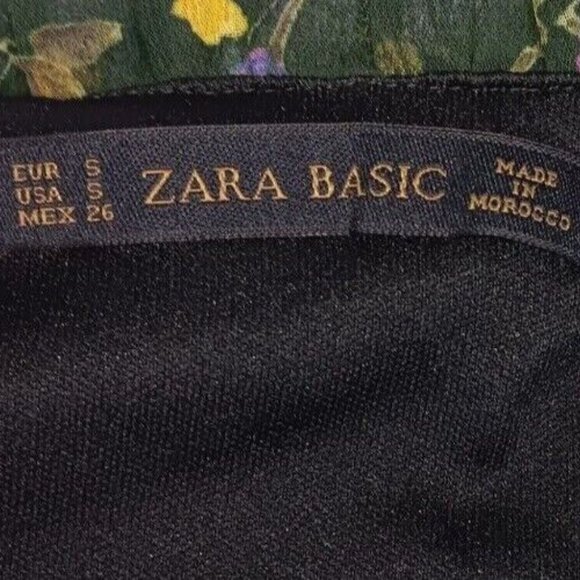 Zara Dress Floral Pattern Chiffon Mini Dress Sz S bell arms Boho/Chic - Picture 8 of 8